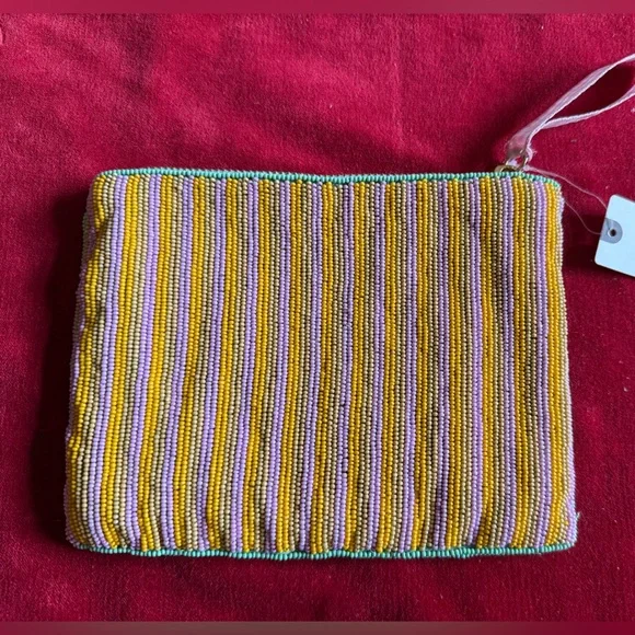 Anthropologie Fiona Hearts Beaded Pouch, clutch, NWT - Picture 5 of 7